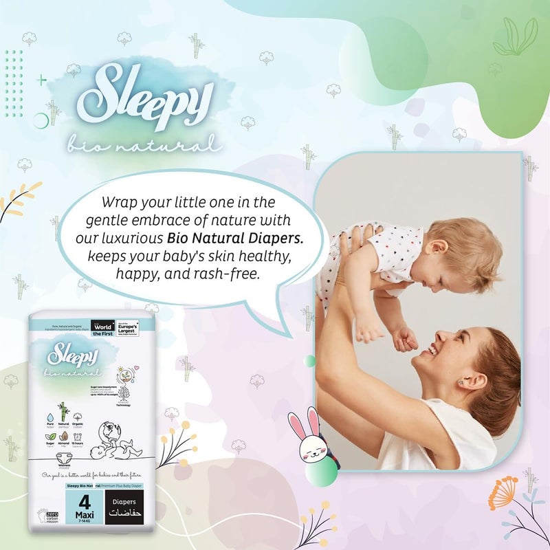 Sleepy Bio Natural Premium Size 4 Diapers | 200 Count | Hypoallergenic & Eco-Friendly - Image 4